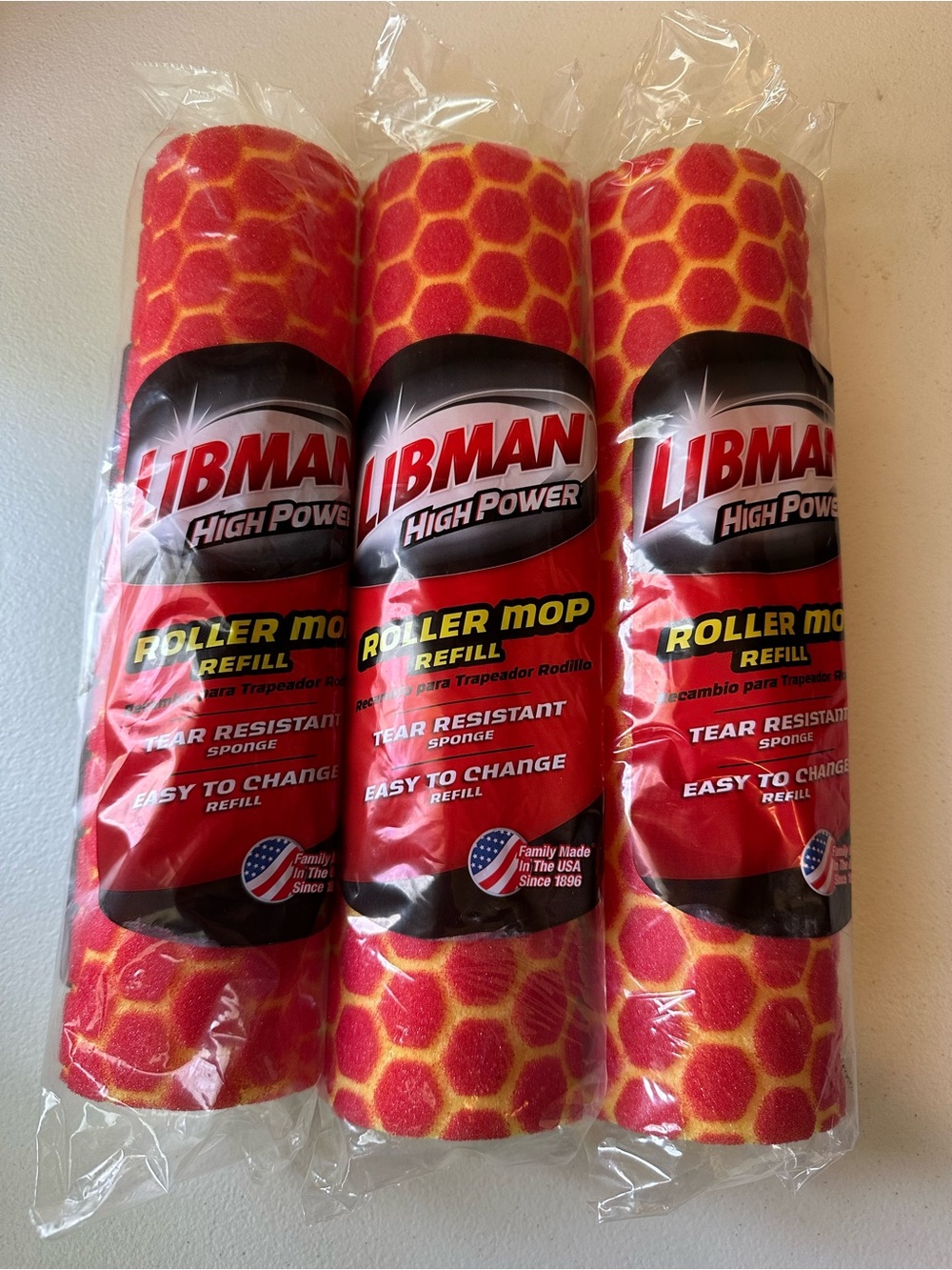 Libman High Power Sponge Roller Mop Refill Set of 3 00956 Made USA New Old Stock
